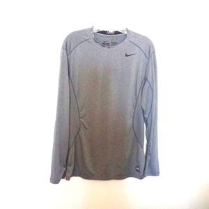 Nike Women's Grey Pro Long Sleeve Running Top with Perforated Mesh Detail Size M